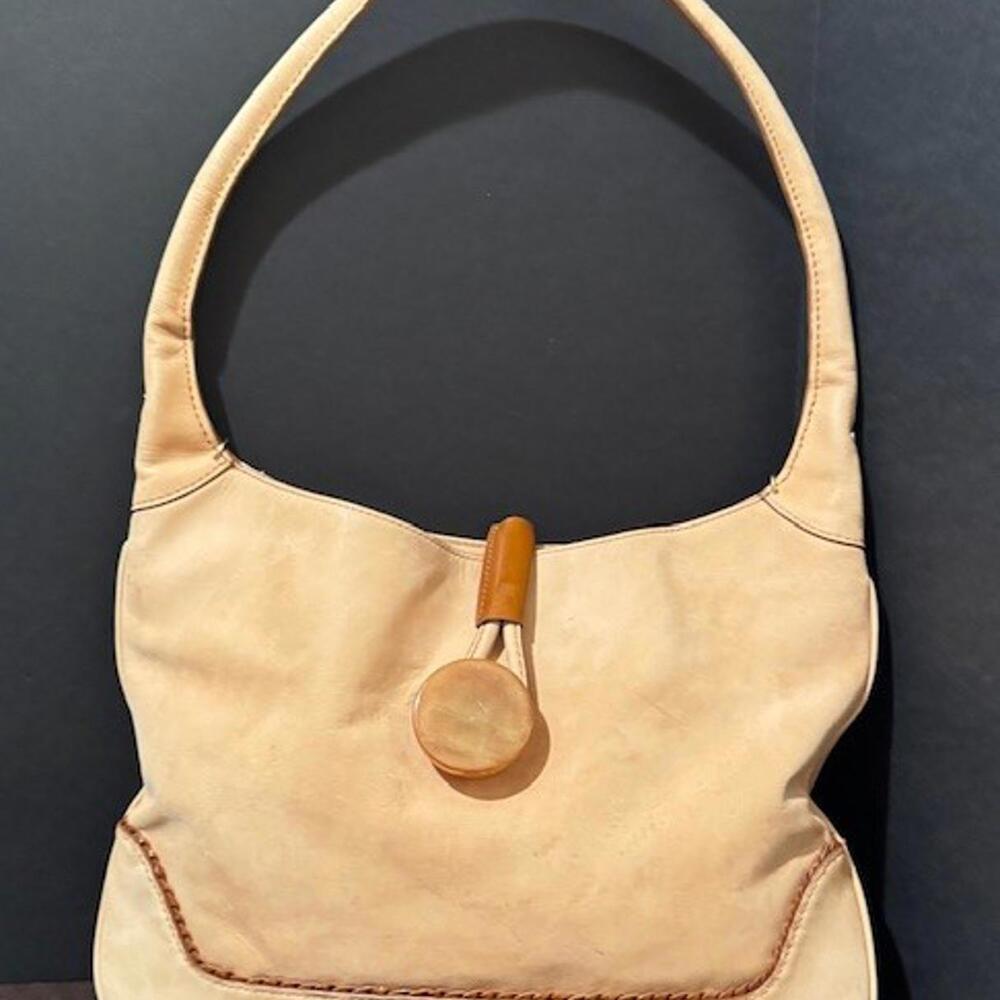 Vintage Tre Vero Smooth Nubuck Handbag Beige small wallet attached 12  x 13 - Picture 3 of 9